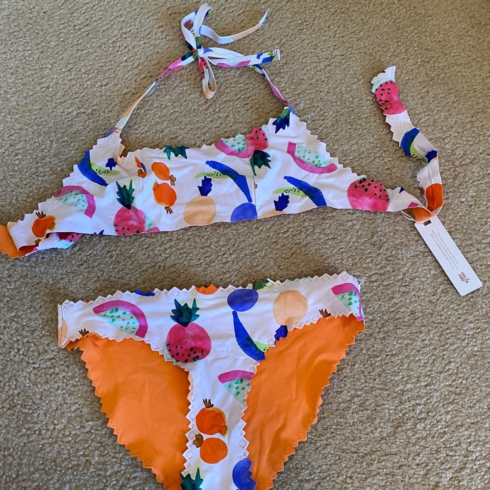 PilyQ colorful fruit design swimsuit size small